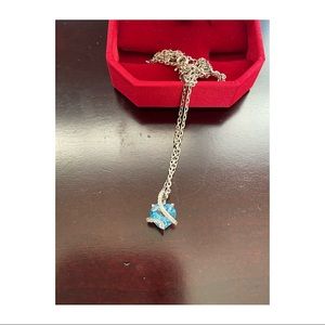Diamond and blue topaz heart necklace